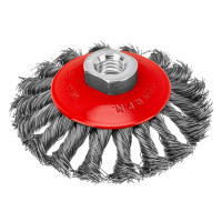 Щетка для УШМ, 100 мм, М14, &quot;тарелка&quot;, крученая проволока 0.5 мм Matrix