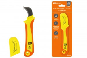 TDM Нож монтажный (монтерский) с пяткой НМИ-01, диэлектрический до 1000В (12!) SQ1003-0106