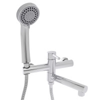 RAIN Смеситель для ванны, прямой излив 18см, душ. набор, картридж 25мм, латунь, хром