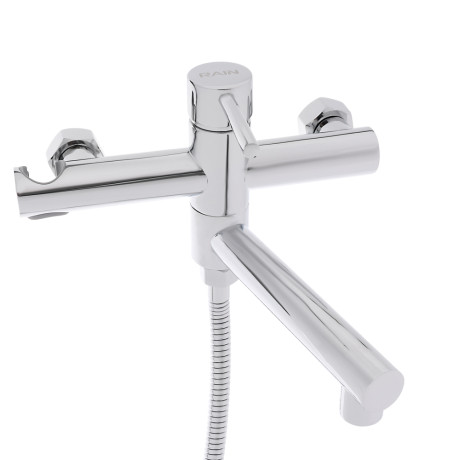 RAIN Смеситель для ванны, прямой излив 18см, душ. набор, картридж 25мм, латунь, хром