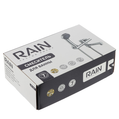 RAIN Смеситель для ванны, прямой излив 18см, душ. набор, картридж 25мм, латунь, хром