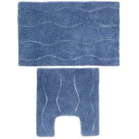 VETTA Набор ковриков для ванной и туалета 40x60+40x40 см, хлопок, серый, пыльно синий, (Индия)