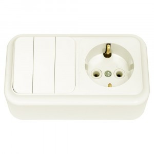 Bylectrica ПРАЛЕСКА Блок (3 выкл. + роз земля) ОУ беж., (3В-РЦ-531 беж.)