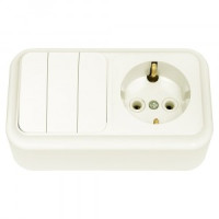 Bylectrica ПРАЛЕСКА Блок (3 выкл. + роз земля) ОУ беж., (3В-РЦ-531 беж.)