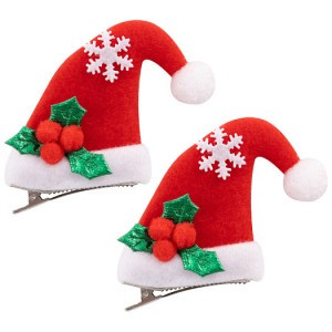 Зажим для волос "Шапочка рождественская" (комплект 2шт) Волшебная страна