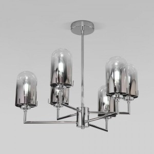 Eurosvet люстра E14 6x40W 660х660х520 металл хром/дымчатый Pluto 60156/6 Умный дом a065043