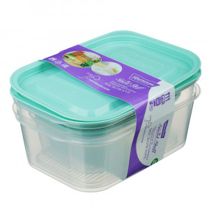 Набор контейнеров для продуктов прямоугольных с паровыпуском 3шт (0,5л, 1,1л, 1,25л), пластик