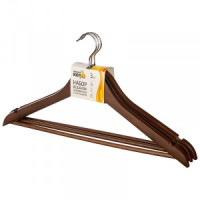 Вешалка-плечики 45см, деревянная с перекладиной, 3шт/уп, темно-коричневый 107911 Рыжий кот