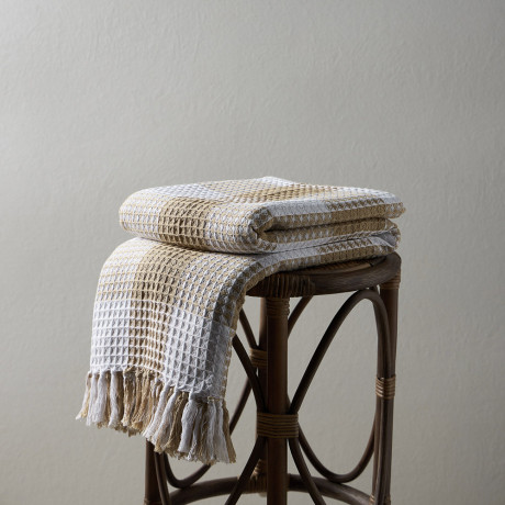 PROVANCE Basic Плед хлопок, 180х200см, клетка, бежевый