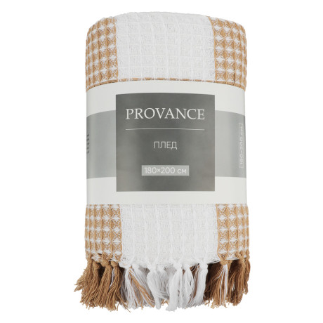 PROVANCE Basic Плед хлопок, 180х200см, клетка, бежевый