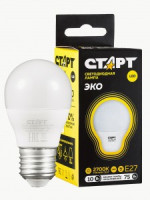 СТАРТ лампа св/д Шар G45 E27 10W(800lm) 2700K 2K 89x47 матов пласт/металл тёплый свет WS 17255