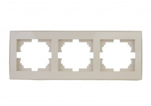Lezard RAIN рамка 3 мест. горизонт. крем (PC) 703-0303-148