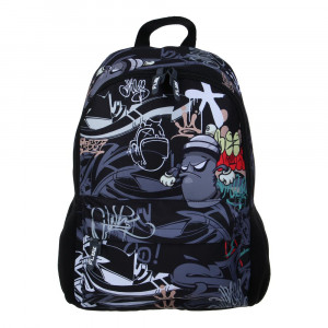 Рюкзак подростковый 40х30х15см, 1 отд., 4 кармана (1 на спинке), ПЭ, пулеры из силикона, &quot;Графити&quot;