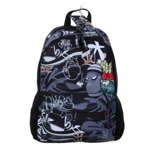 Рюкзак подростковый 40х30х15см, 1 отд., 4 кармана (1 на спинке), ПЭ, пулеры из силикона, &quot;Графити&quot;