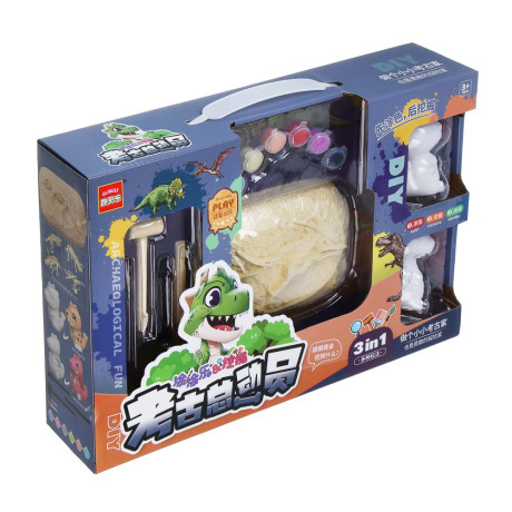 Набор для творчества 2в1 раскраска и раскопки "Динозавры", 39,5х26х7,5см, гипс, PP, 2 диз.