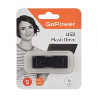 Флеш-накопитель GoPower SLIDER 4GB USB2.0 пластик черный матовый Арт.00-00025961
