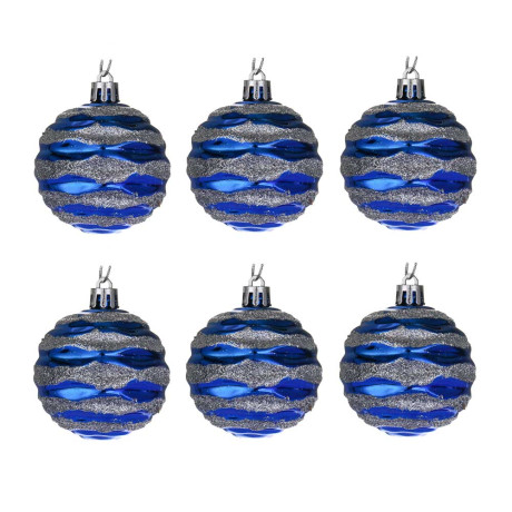 СНОУ БУМ Набор шаров 6 см, 6 шт, синий-серебро, 26-195