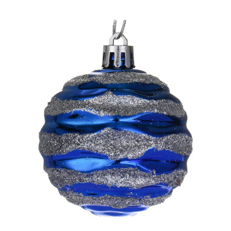 СНОУ БУМ Набор шаров 6 см, 6 шт, синий-серебро, 26-195