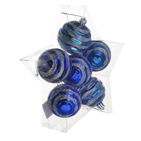 СНОУ БУМ Набор шаров 6 см, 6 шт, синий-серебро, 26-195