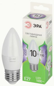 ЭРА GREEN LINE лампа св/д свеча E27 B35 10W(1000lm) 6500K 6K B35-10W-865-E27 GL 38x125 67125