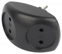 ЭРА разветвитель (тройник) 2роз. 10А плоский, черный (пластик премиум) SPx-2-B (РФ) 59720