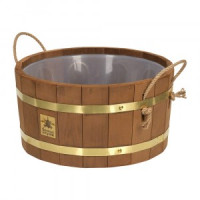 Ушат &quot;шайка&quot; 10л,  латунный обруч, пластиковая вставка, липа 32554, Банные штучки