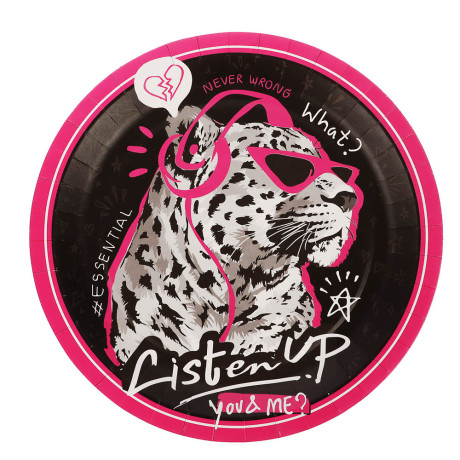 Набор бумажных тарелок Леопард-меломан, в т/у пленке, 6 шт d=230 мм