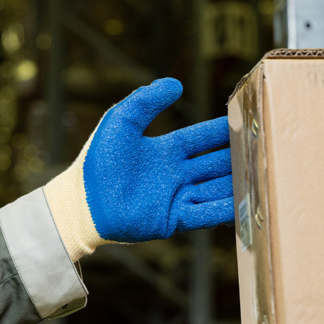 Перчатки трикотажные, полиэфирные, латексное рельефное покрытие, 10 Сибртех