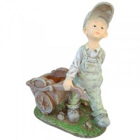 Кашпо "Мальчик с тележкой" H-37 см