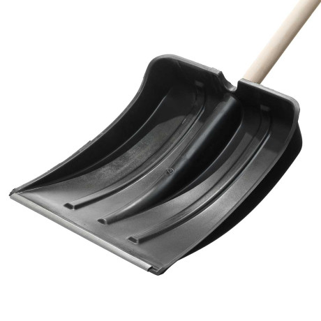 Лопата снеговая пластиковая №6 с деревяным черенком и V-ручка оцинкованной планкой D32 380*380