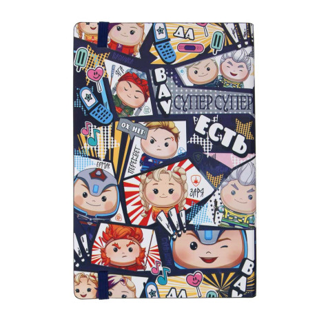 BY РСГ Бизнес - блокнот "КАВАЙ" А5, 192 стр., гибкая обл., иск.кожа с печатью, цв.срез, рез., 2закл.