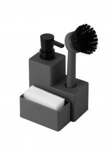 Набор с подвесом: диспенсер д/мыла 400мл, губка д/посуды, щетка д/посуды, серый, 572/Еврогарант