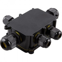 STEKKER коробка соед. герметичная LD525, 5 вводов, ЗВИ 4х4мм2, 24А (140х100х36мм) черный IP68 49189