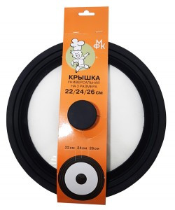 Крышка d=22/24/26см, универсальная, стекло, обод/ручка силикон, паровыпуск МФК MFK01520