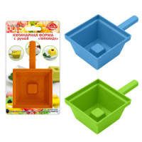 Форма кулинарная с ручкой Пирамида 9x9x5см 3 цвета (кратность 3шт!!!) пластик VL8-121 Мультидом
