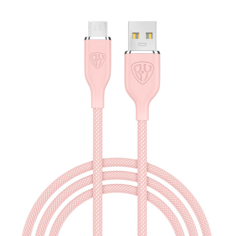 BY Кабель для зарядки Elite Micro USB, 3А, 1м, Быстрая зарядка QC3.0, 100см, розовый
