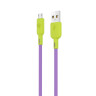 BY Кабель для зарядки Bright microUSB, 1м, Быстрая зарядка 3А, QC, PD 20W, силикон, лимонно-фиолет.