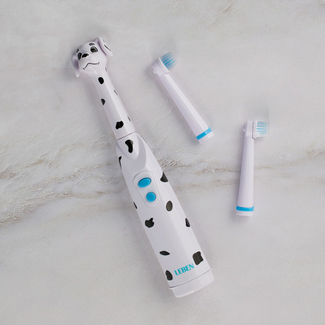 LEBEN Детская электрическая зубная щетка, 2 насадки, колпачок, пластик, 37х29х204 мм
