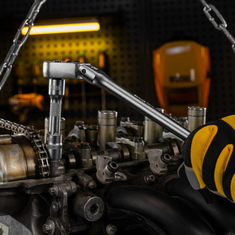 Набор инструментов, 1/2", 1/4", 3/8", CrV, S2, пластиковый кейс, 144 предмета Denzel