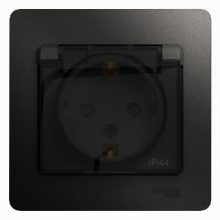 Systeme Electric GLOSSA роз. СУ 1 мест. антрацит (пл.осн., земля, штор., крыш, IP44) GSL000748 (10!)