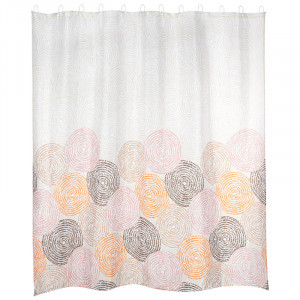 Штора для ванной комнаты полиэстер 180*180см,12 колец,Шары,SC-PE-53,108999/Рыжий кот