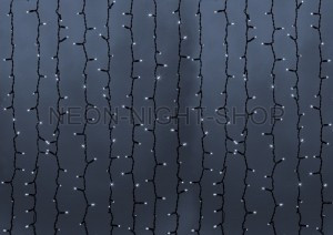 "Гирлянда ул. "Св/д дождь" 2x3м белый, провод каучук, 237-145 Neon Night