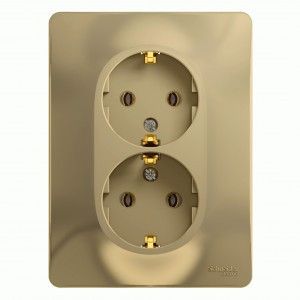 Systeme Electric GLOSSA роз. СУ 2 мест. титан (пл.осн., земля) GSL000424 (10!)