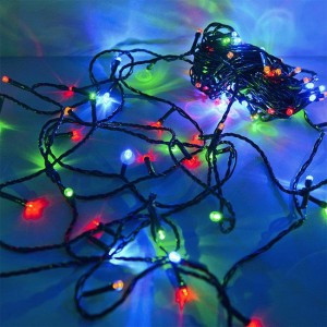 Гирлянда-нить 100LED разноцв. 10м., 8реж., провод зелен. RL-110M Funray