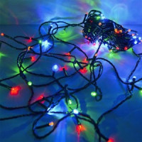 Гирлянда-нить 100LED разноцв. 10м., 8реж., провод зелен. RL-110M Funray