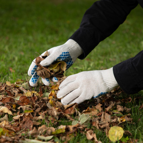 Перчатки х/б, ПВХ покрытие, "Шахматный облив", 5 пар в упаковке, 10 класс