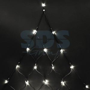 Гирлянда-сетка ул. треугол. (на елку) 136LED, т.-бел. 2x2x1,5м,динам., черн.ПВХ, IP44, 10W  215-006