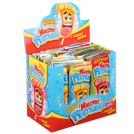 Карамель на палочке с кислой пудрой "Мистер Пяткин" ассорти 11гр
