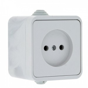 EKF Прага Розетка 1-местная 10А без заземления IP44 белая EKF Simple