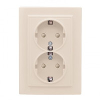 EKF Минск Розетка 2-мест. СП с/з 16А бежевый с защ. штор. ERR16-128-200